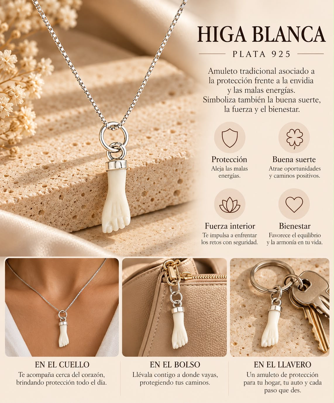 COLGANTE HIGA BLANCA | PLATA DE LEY 925