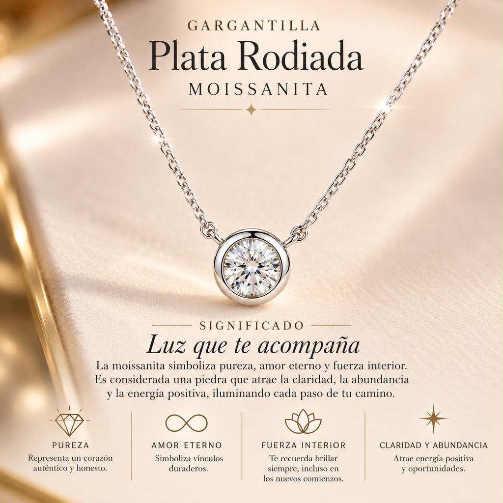 Gargantilla de Plata de Ley Rodiada con Moissanita