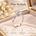 Anillo Plata Rodiada con Moissanita