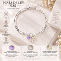 Pulsera de Plata de Ley 925 con Estrella y Piedras de Colores