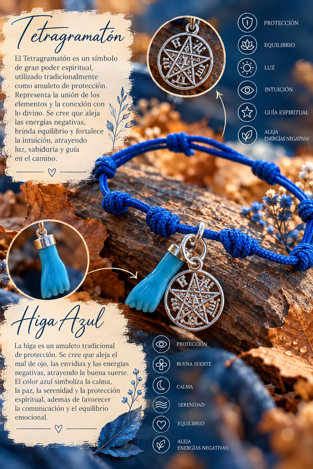 Pulsera Tetragramatón e Higa Azul
