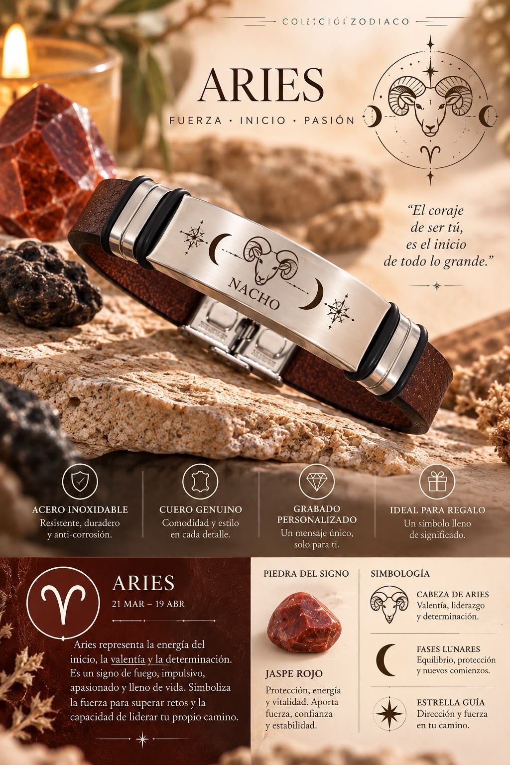 Pulsera Zodiaco Aries Personalizada