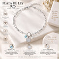 Pulsera de Plata de Ley 925 con Sol, Luna y Piedra Azul