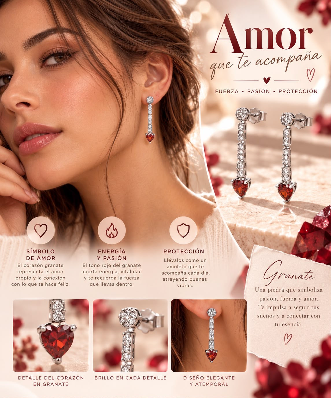 Pendientes de Plata con Granate