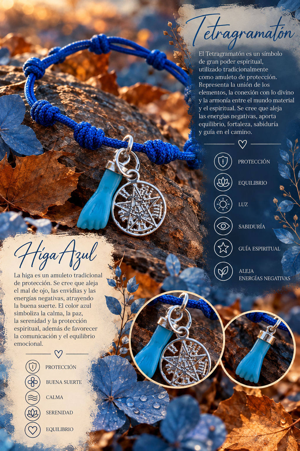 Pulsera Tetragramatón e Higa Azul