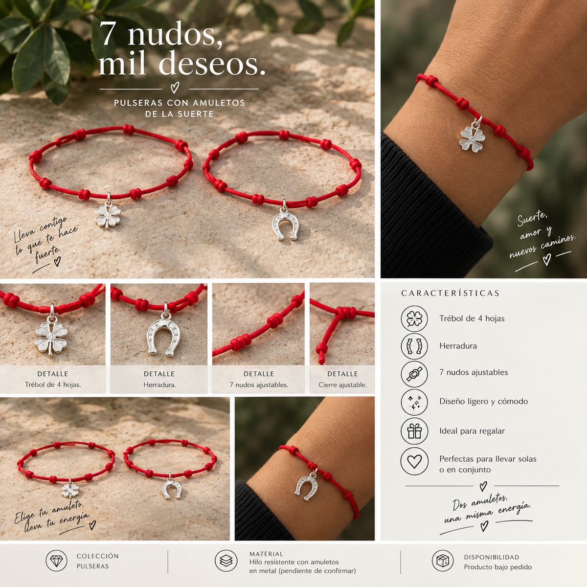 Pulsera 7 Nudos de la Suerte – Trébol & Herradura
