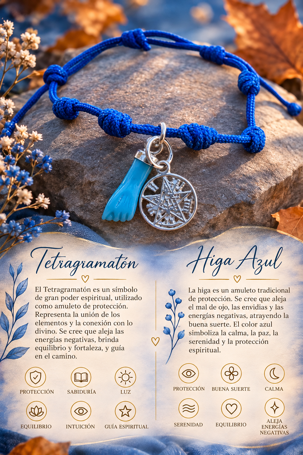 Pulsera Tetragramatón e Higa Azul