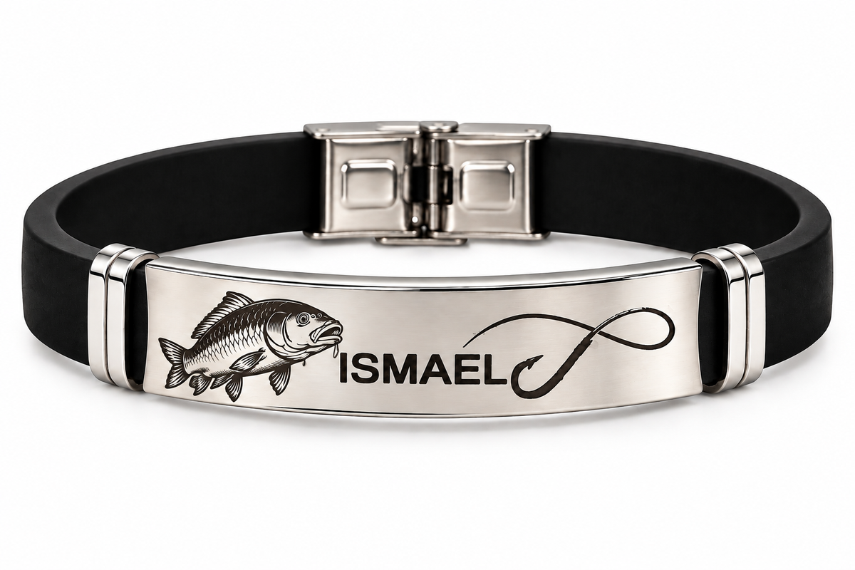 Pulsera Acero Personalizada Carpa y Anzuelo Infinito