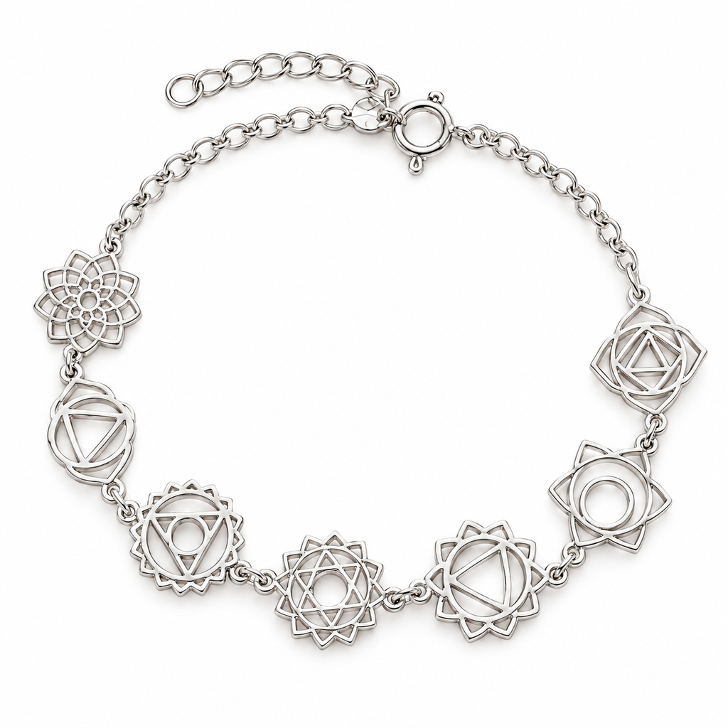 Pulsera 7 Chakras de Plata de Ley 925