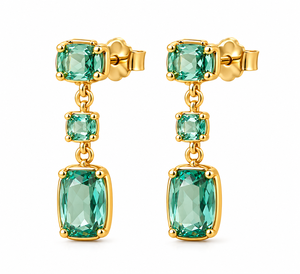 Pendientes de Plata con Piedras Verde Agua