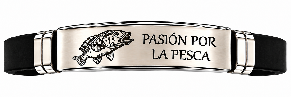 Pulsera Acero Personalizada Pasión Por La Pesca